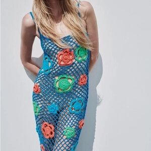 Zara Limited Edition Blue Crochet Dress